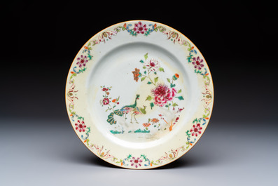 Nine Chinese famille rose plates with floral design, Qianlong