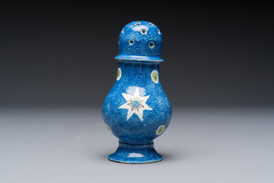 Four polychrome Brussels faience casters, 18/19th C.