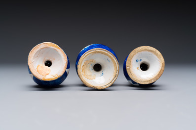 Four polychrome Brussels faience casters, 18/19th C.