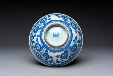 A European pottery Safavid-style bowl with a pseudo-Chinese mark, 18th C.