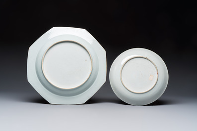 Two Chinese famille rose dishes with floral design, Yongzheng/Qianlong