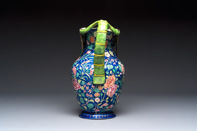 A large Chinese Canton enamel basin and jug with narrative design, early 19th C.