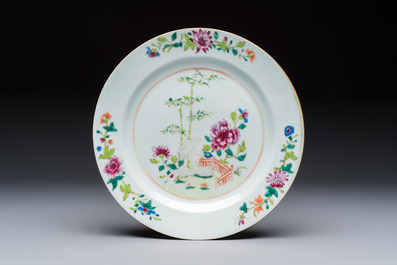 Six Chinese famille rose 'Flower Garden' plates, Qianlong