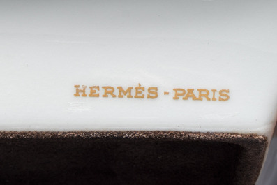 A gilt and polychrome-decorated porcelain 'Yacht' ashtray, Herm&egrave;s, 20th C.