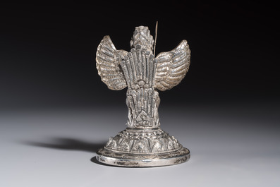 A repouss&eacute; silver figure of Garuda, Southeast Asia, 19/20th C.
