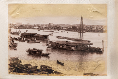 A photo album with sights, landmarks and people of China, incl. Canton, Shanghai, Hangzhou, Guanghzou and Hong Kong, late 19/early 20th C.