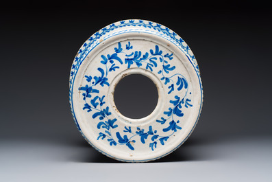 A Spanish blue and white armorial stand, Talavera, 18th C.
