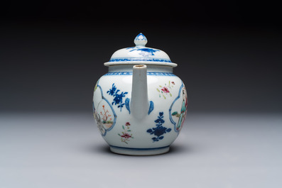 Three Chinese famille rose teapots and covers, Yongzheng/Qianlong