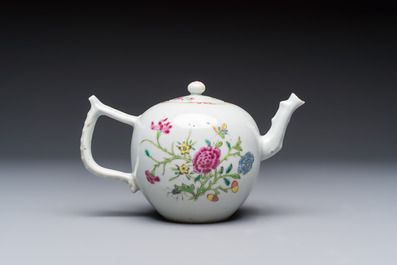 Three Chinese famille rose teapots and covers, Yongzheng/Qianlong