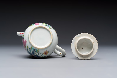 Three Chinese famille rose teapots and covers, Yongzheng/Qianlong