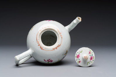 Three Chinese famille rose teapots and covers, Yongzheng/Qianlong