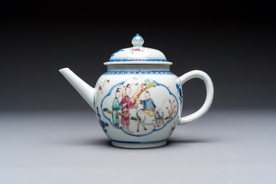 Three Chinese famille rose teapots and covers, Yongzheng/Qianlong