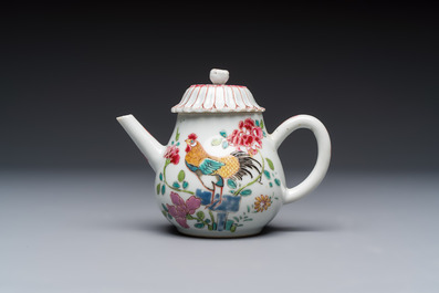 Three Chinese famille rose teapots and covers, Yongzheng/Qianlong