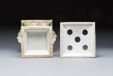 A Chinese Canton famille rose bough pot with narrative design, 19th C.
