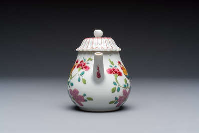 Three Chinese famille rose teapots and covers, Yongzheng/Qianlong