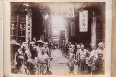 A photo album with sights, landmarks and people of China, incl. Canton, Shanghai, Hangzhou, Guanghzou and Hong Kong, late 19/early 20th C.