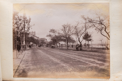 A photo album with sights, landmarks and people of China, incl. Canton, Shanghai, Hangzhou, Guanghzou and Hong Kong, late 19/early 20th C.