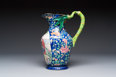 A large Chinese Canton enamel basin and jug with narrative design, early 19th C.