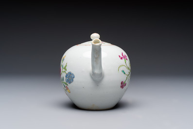 Three Chinese famille rose teapots and covers, Yongzheng/Qianlong