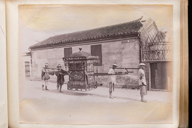 A photo album with sights, landmarks and people of China, incl. Canton, Shanghai, Hangzhou, Guanghzou and Hong Kong, late 19/early 20th C.