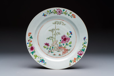 Six Chinese famille rose 'Flower Garden' plates, Qianlong