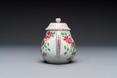 Three Chinese famille rose teapots and covers, Yongzheng/Qianlong