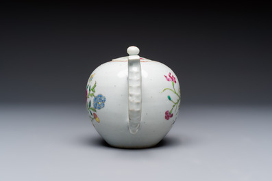 Three Chinese famille rose teapots and covers, Yongzheng/Qianlong