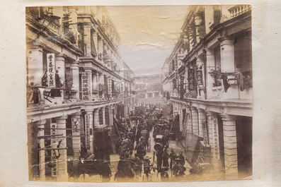 A photo album with sights, landmarks and people of China, incl. Canton, Shanghai, Hangzhou, Guanghzou and Hong Kong, late 19/early 20th C.