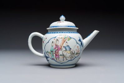 Three Chinese famille rose teapots and covers, Yongzheng/Qianlong