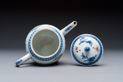 Three Chinese famille rose teapots and covers, Yongzheng/Qianlong