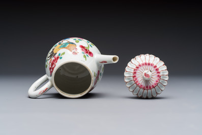 Three Chinese famille rose teapots and covers, Yongzheng/Qianlong