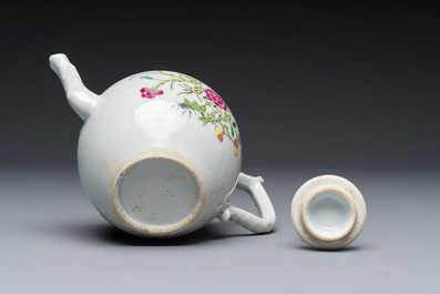 Three Chinese famille rose teapots and covers, Yongzheng/Qianlong