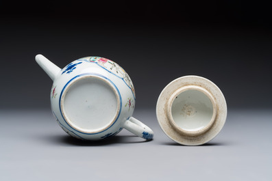 Three Chinese famille rose teapots and covers, Yongzheng/Qianlong