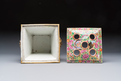 A Chinese Canton famille rose bough pot with narrative design, 19th C.