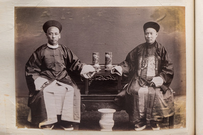 A photo album with sights, landmarks and people of China, incl. Canton, Shanghai, Hangzhou, Guanghzou and Hong Kong, late 19/early 20th C.