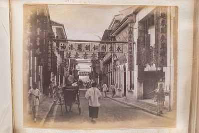 A photo album with sights, landmarks and people of China, incl. Canton, Shanghai, Hangzhou, Guanghzou and Hong Kong, late 19/early 20th C.