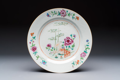 Six Chinese famille rose 'Flower Garden' plates, Qianlong
