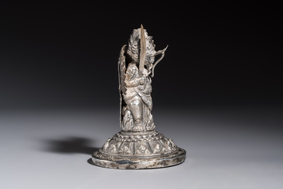 A repouss&eacute; silver figure of Garuda, Southeast Asia, 19/20th C.