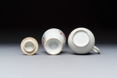 A varied collection of 13 Chinese famille rose wares, Yongzheng/Qianlong