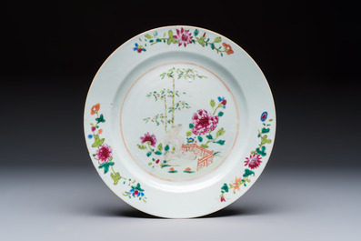 Six Chinese famille rose 'Flower Garden' plates, Qianlong