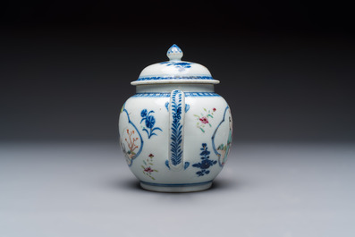 Three Chinese famille rose teapots and covers, Yongzheng/Qianlong
