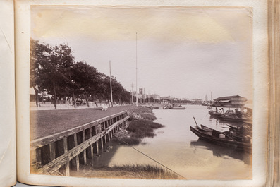 A photo album with sights, landmarks and people of China, incl. Canton, Shanghai, Hangzhou, Guanghzou and Hong Kong, late 19/early 20th C.