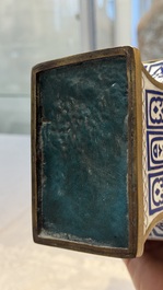 A pair of Chinese cloisonn&eacute; rectangular &lsquo;Shou&rsquo; vases, Republic
