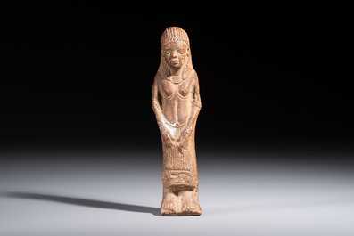 A red-brown clay Ushabti, probably Romano-Egyptian, 1st C.