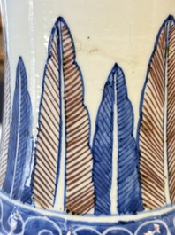 A Chinese blue, white and copper-red 'Deer' vase, 19th C.