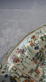 A large Chinese famille verte 'Pavilion with Birds among Flowering Branches' dish, Kangxi