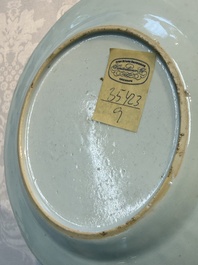 Two Chinese famille rose armorial saucers, Qianlong