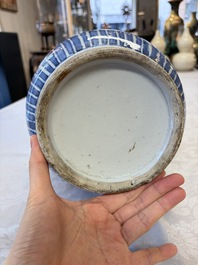 A Chinese blue, white and copper-red 'Deer' vase, 19th C.