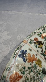 A large Chinese famille verte 'Pavilion with Birds among Flowering Branches' dish, Kangxi