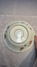 A large Chinese famille verte 'Pavilion with Birds among Flowering Branches' dish, Kangxi